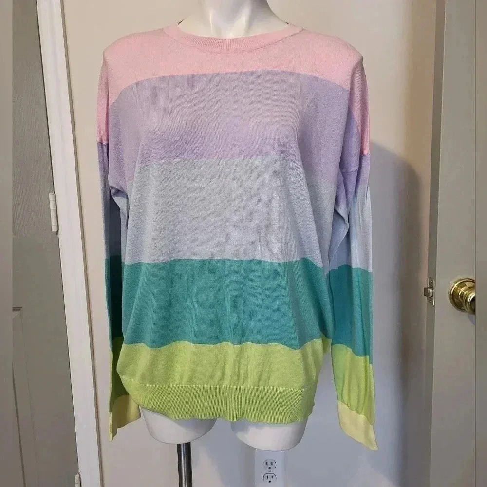 Textile by Elizabeth and James Sweater Pastel Multicolored Striped(XL)